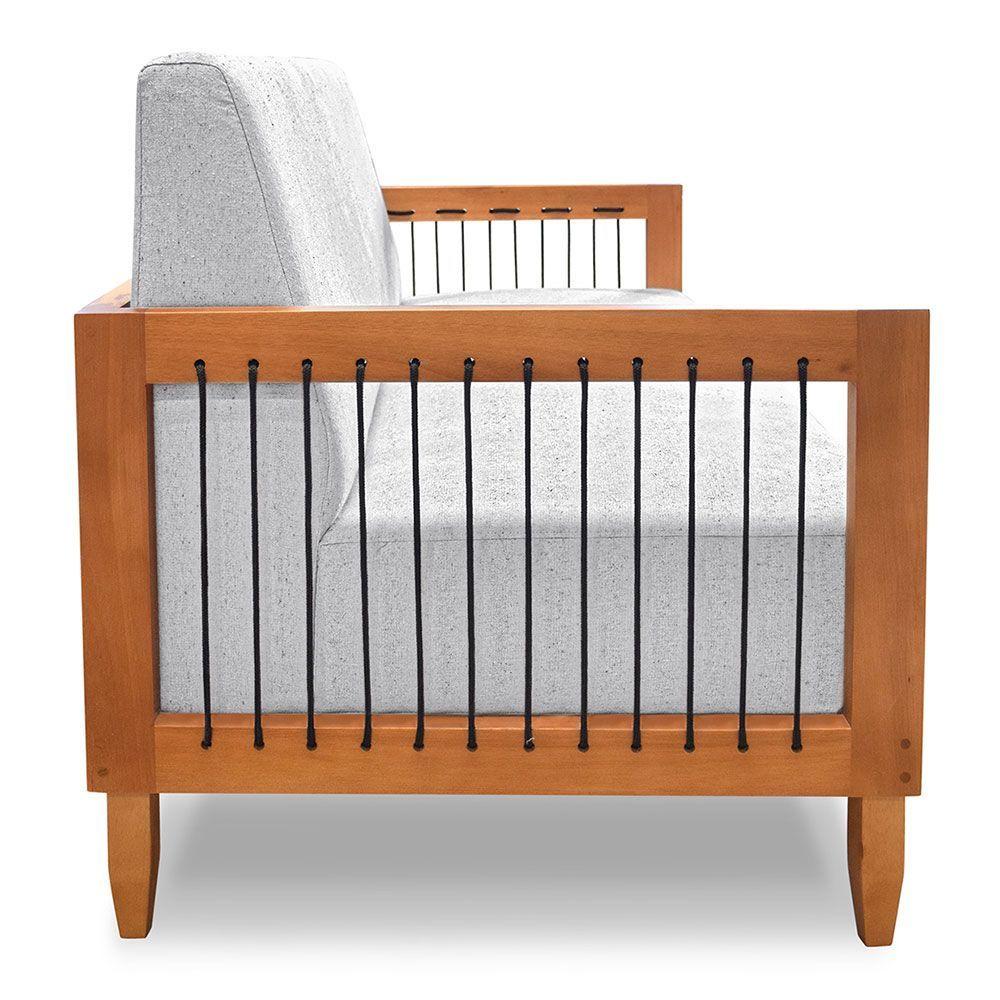 Sofá Living 2 Lugares Marilia 1,60m Linho Cinza Base Em Madeira Castanho - Pallazio