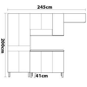 Cozinha Completa Itatiaia Jasmim com 11 Portas, 1 Gaveta, 11 Prateleiras e Nicho - 245cm de largura - Castanho Castanho