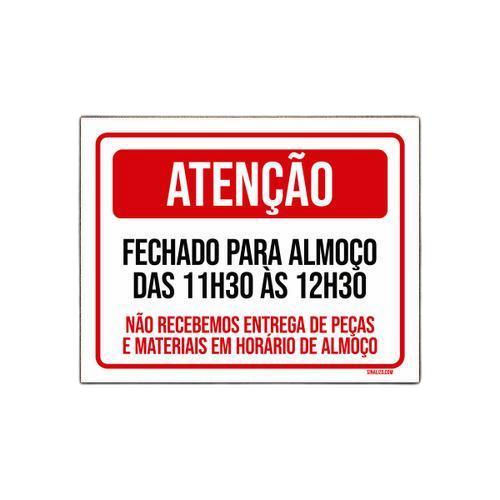 Miniatura Placa Atenção Fechado Almoço Não Recebemos Entregas 18X23