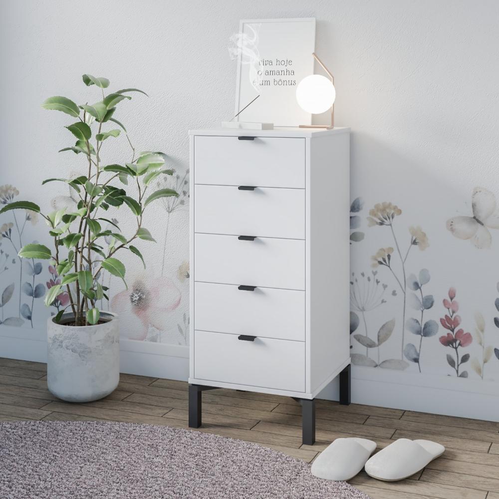 Miniatura Cômoda Falkk Queens 5 Gavetas 40cm Branco