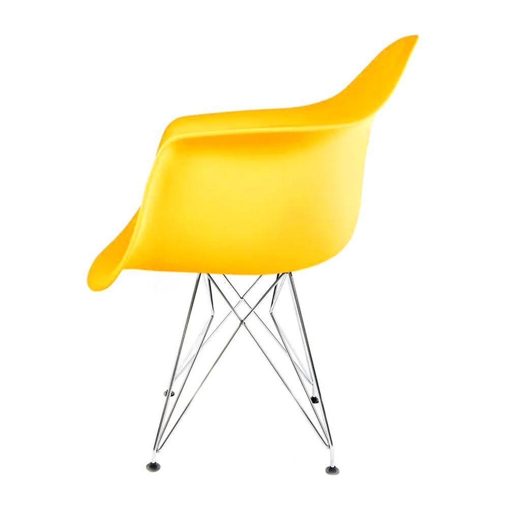 Miniatura Cadeira Eames Com Braço Amarela Eiffel Cromada