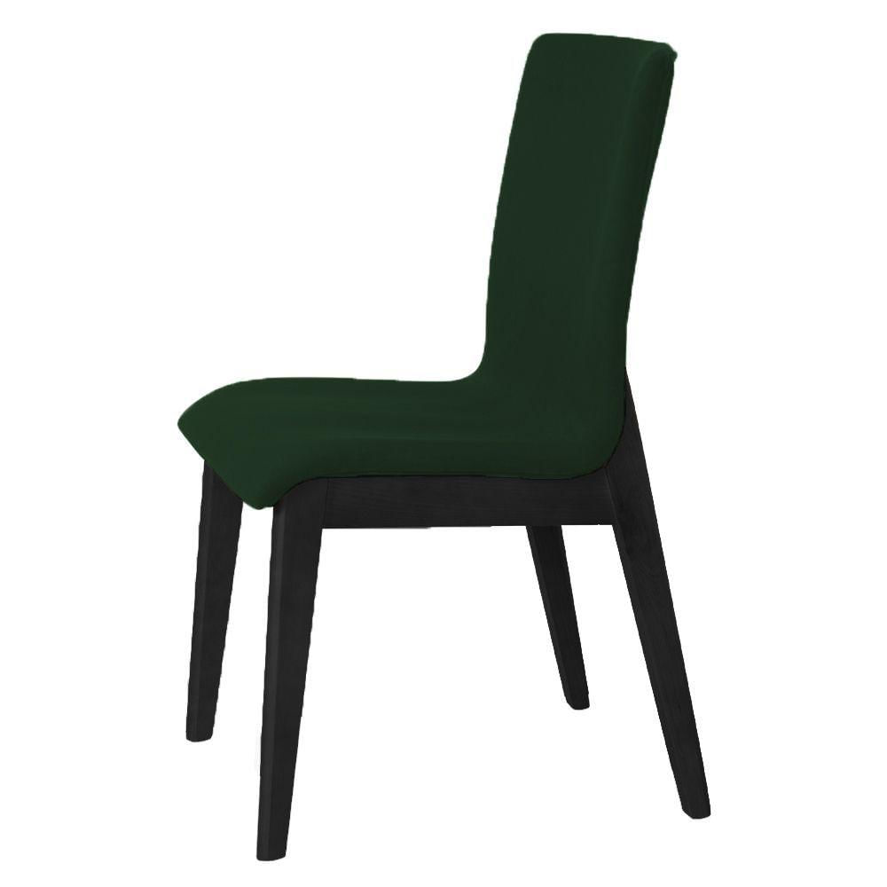 Miniatura Kit 4 Cadeiras De Jantar Diamante Estofada Em Veludo Verde Base Madeira Maciça Preto