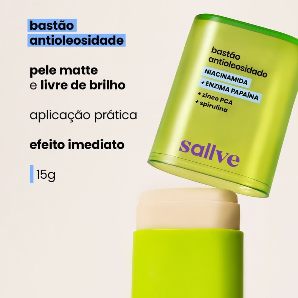 Miniatura Bastão Facial Antioleosidade Sallve 15g