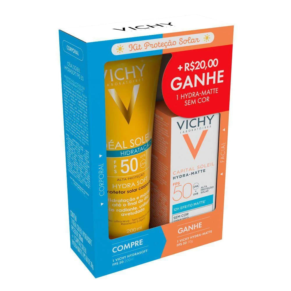 Miniatura Vichy Ideal Soleil Hidrasoft Fps50 200ml+Vichy Capital Soleil Hydra-Matte FPS50 30g Vichy Ideal Soleil Hidrasoft Fps50 200ml+ Ganhe Capital Soleil Hydra-Matte FPS50 30g