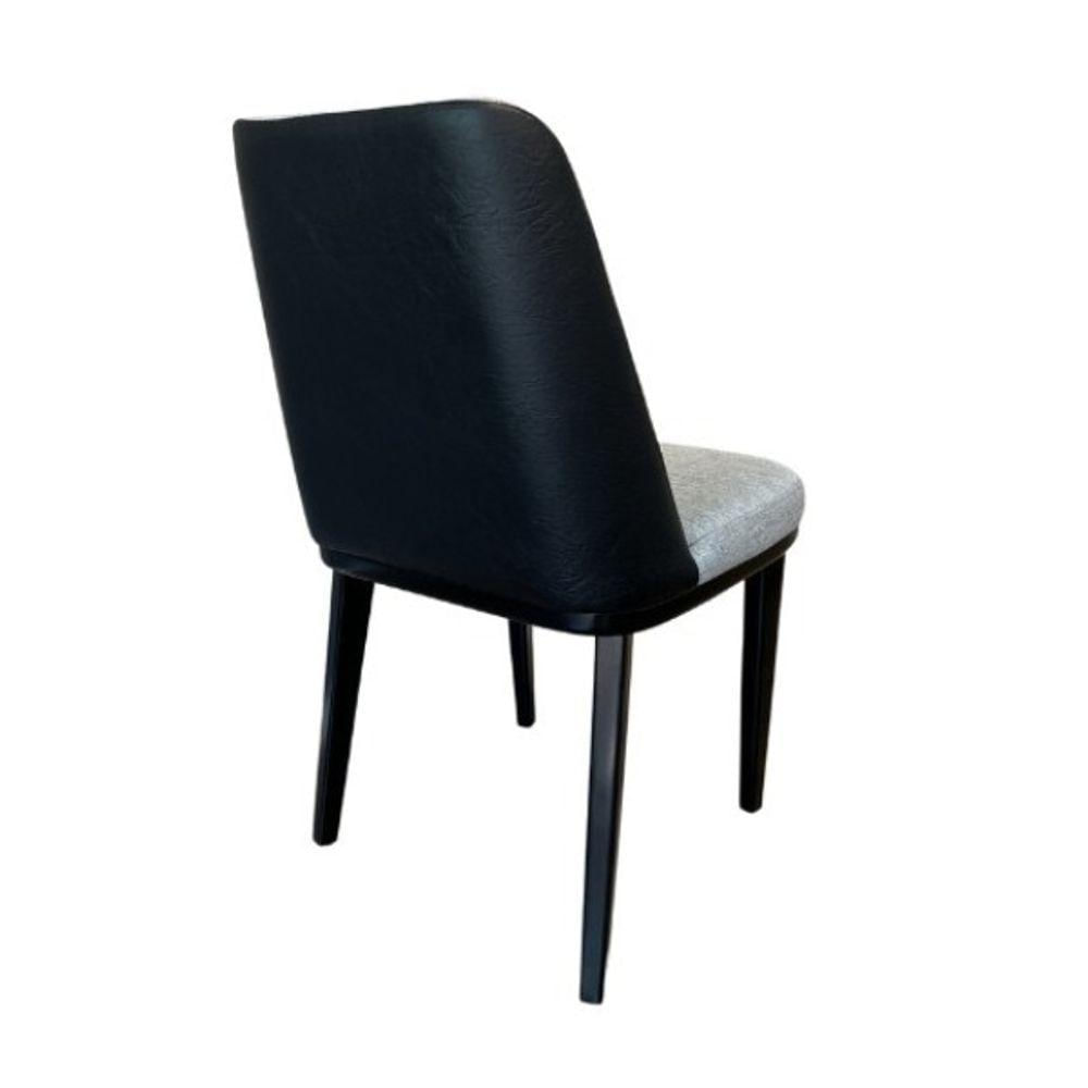 Conjunto Mesa De Jantar Saarinen 100 Cm Laca Preta Com 4 Cadeiras Londres Revestida Em Tecido Linho E Courino Cor Preto