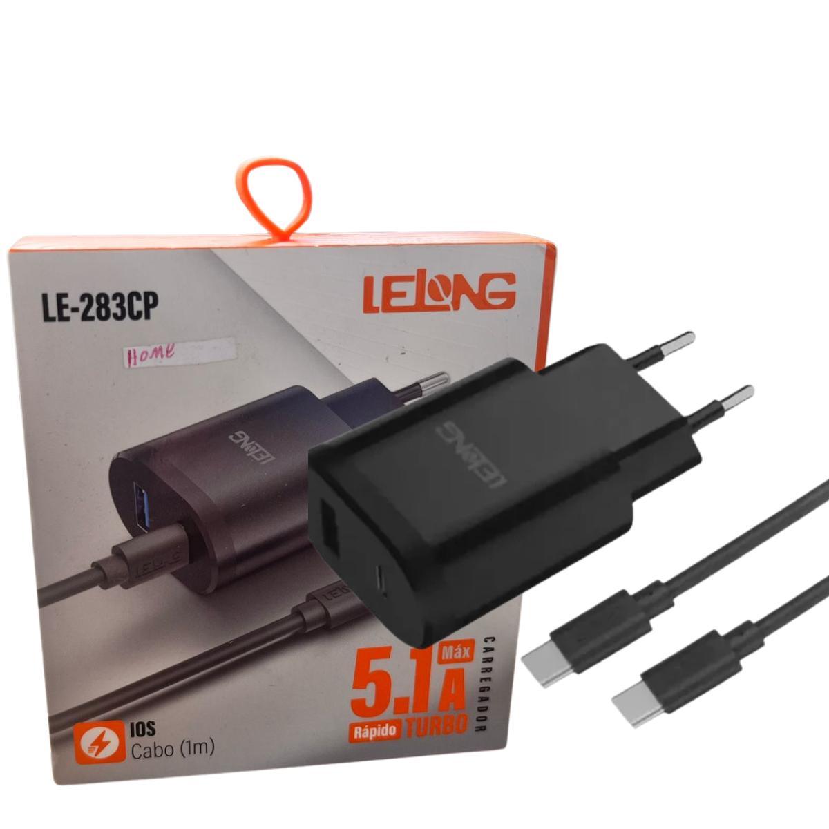 Miniatura Fonte Duas Entradas Carregador Tipo C E Usb Lelong Le-283