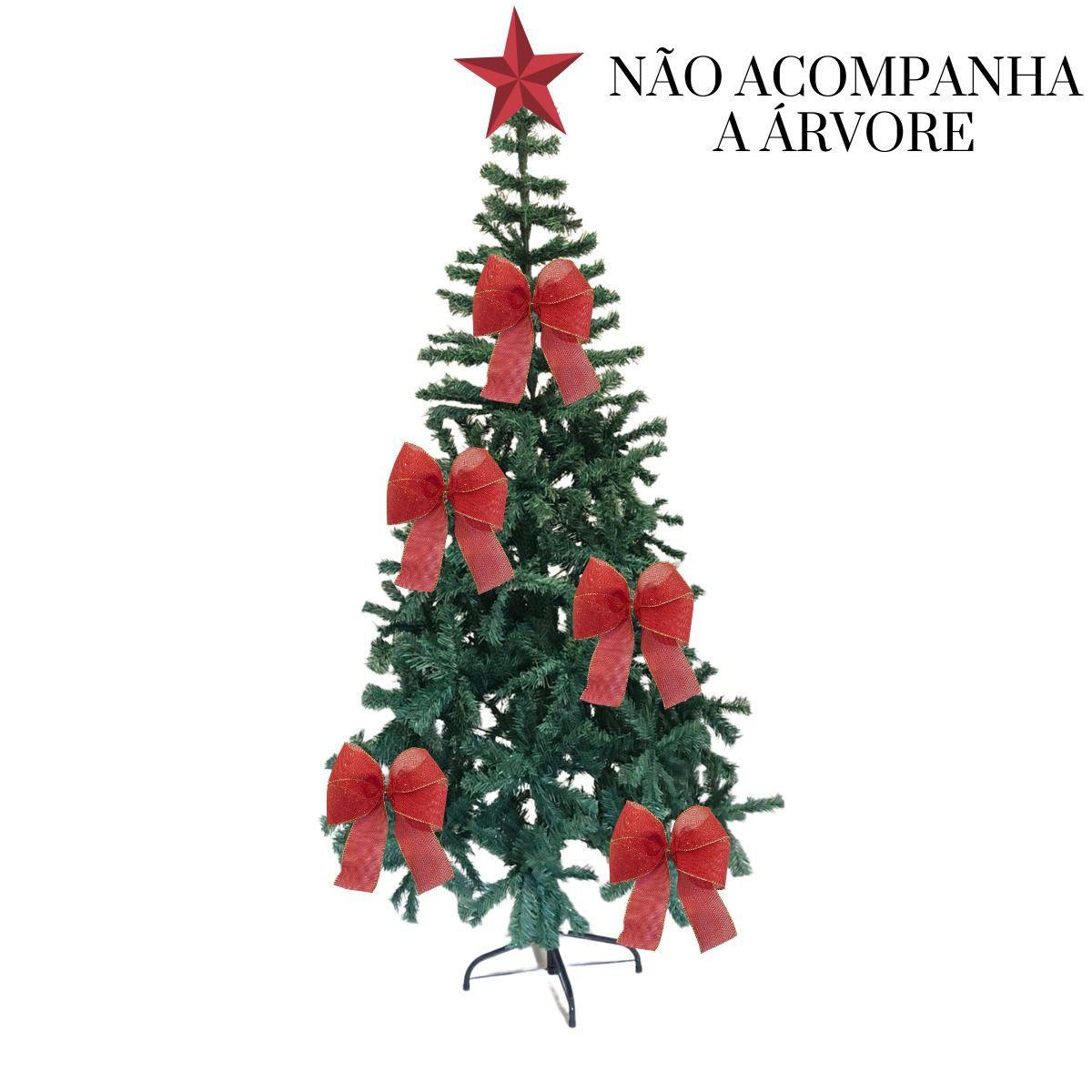 Miniatura Laço Grande Vermelho Telinha Decoração Árvore Natal 18Un