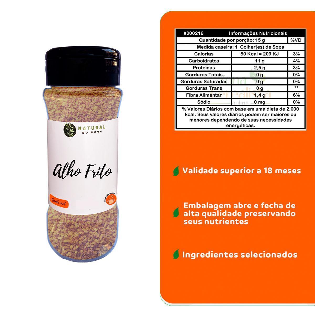 Miniatura Tempero Alho Frito 100% Natural Kit 3 Pote Com Dosador 50G