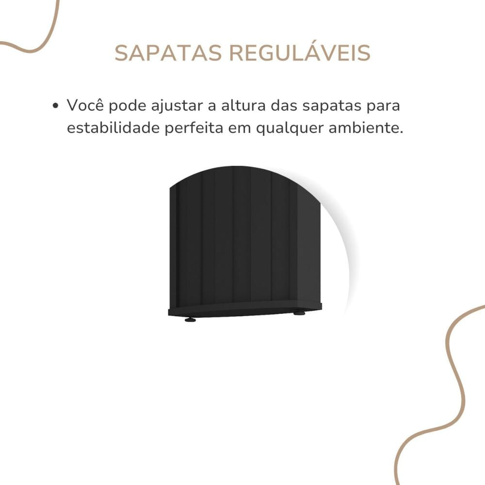 Mesa para Escritório com Curvas Orgânicas, Pés Ripados e Tampo Tamburato Diretor 2 Metros Nogal/Preto