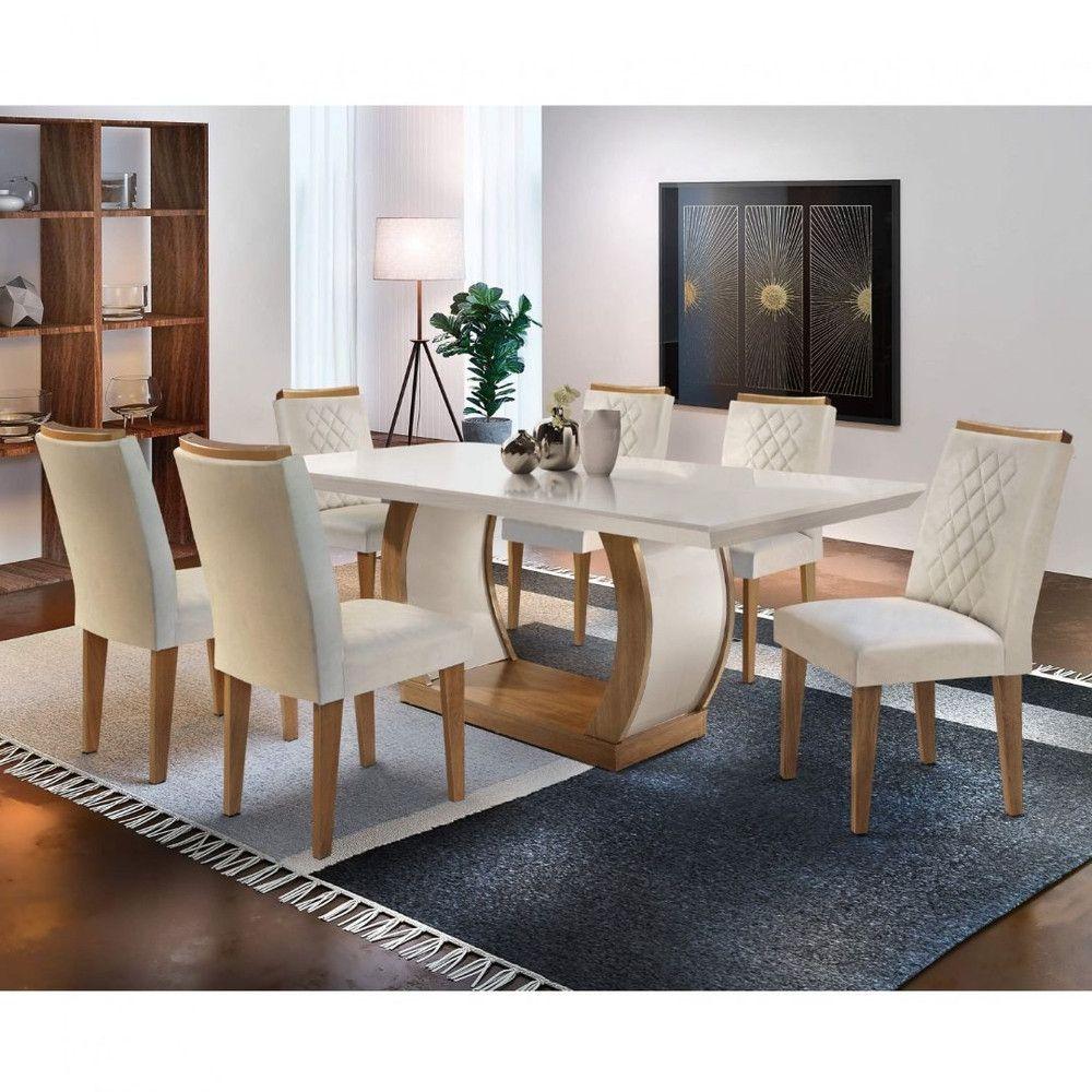 Miniatura Conjunto Sala De Jantar Mesa Milena 180 6 Cadeiras Milena