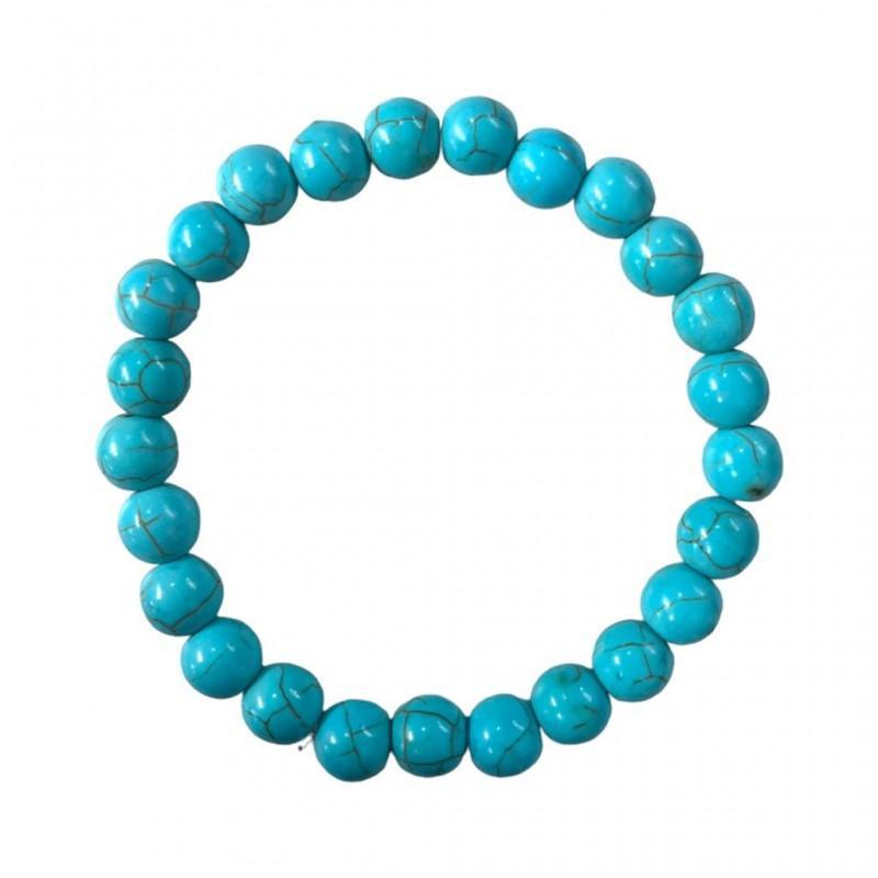 Miniatura Pulseira Resina Cor Azul Turquesa 8 Mm