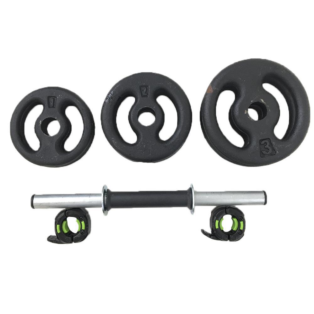 Miniatura Kit Dumbbell Halter Regulável De Anilhas Rústicas De 12Kg