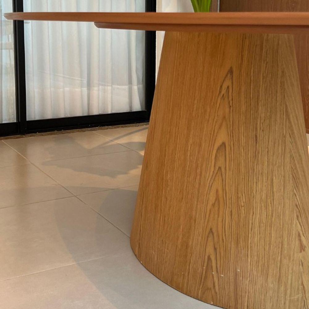 Miniatura Mesa De Jantar Cone Oval 200x100 Cm Tampo Freijó Base Freijó Cor Marrom