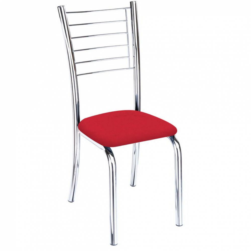 Miniatura Kit 10 Cadeiras Iara Cromada Para Cozinha Vermelho