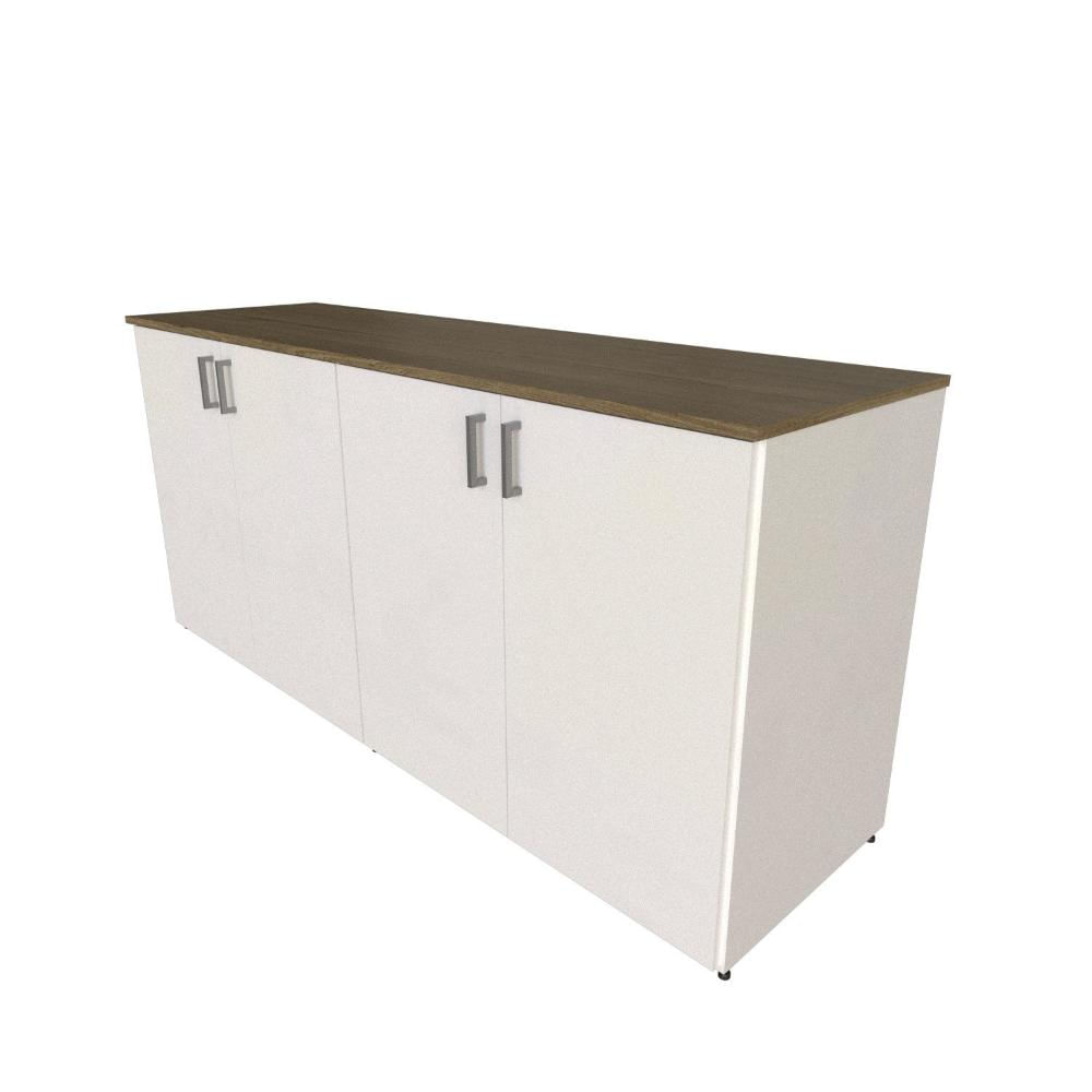 Armário Duplo Baixo para Quarto Moderno Branco/ Mel