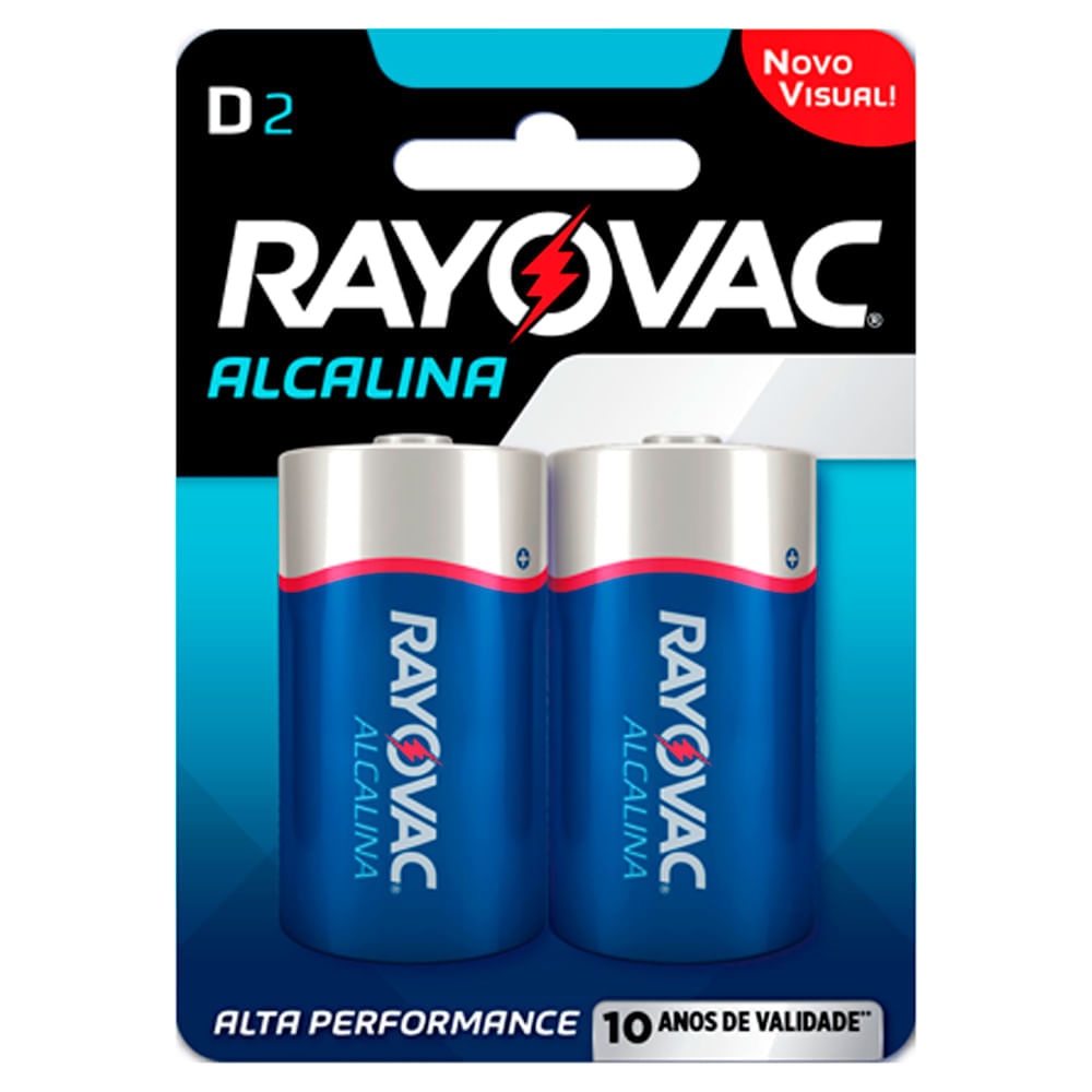 Miniatura Pilha Rayovac Alcalina D2 Grande 2 Unidades