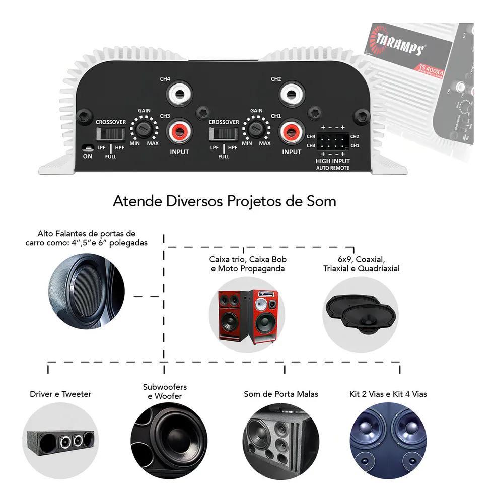 Taramps Ts400X4: Som Potente Com Entrada Fio Para Multimídia