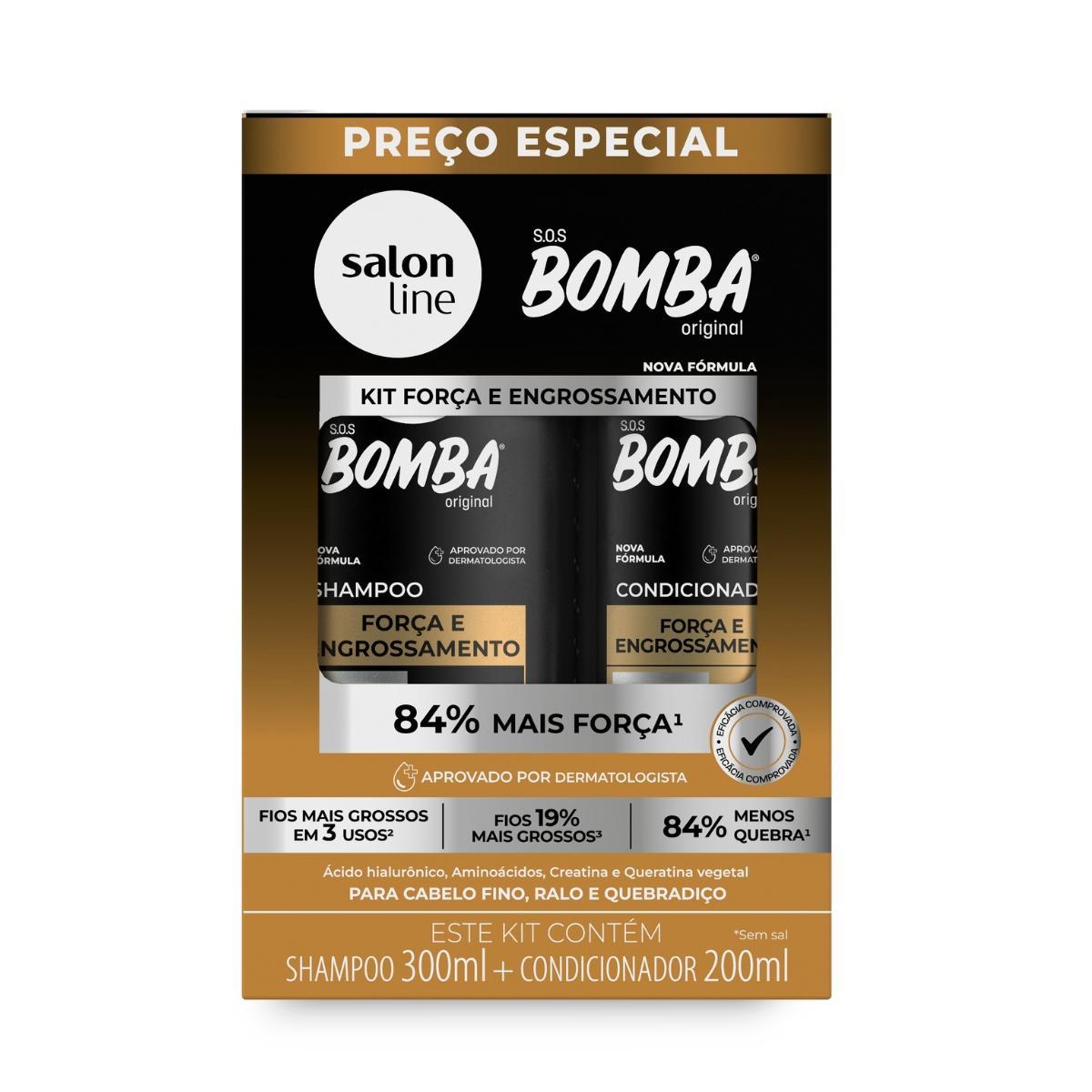 Miniatura Shampoo + Condicionador Sos Bomba Engrossamento Salon Line