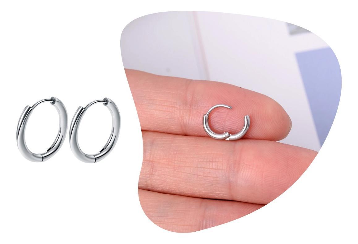 Miniatura Brinco Masculino Argola Liso Fina Prata Pequena Aço Inox