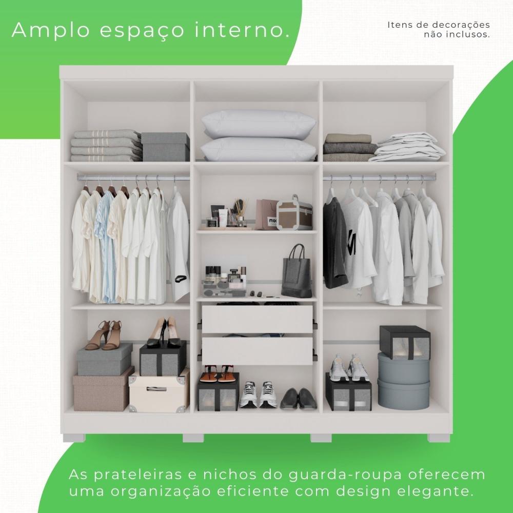 Miniatura Guarda-Roupa Casal Com Espelho 6 Portas 2 Gavetas França Branco