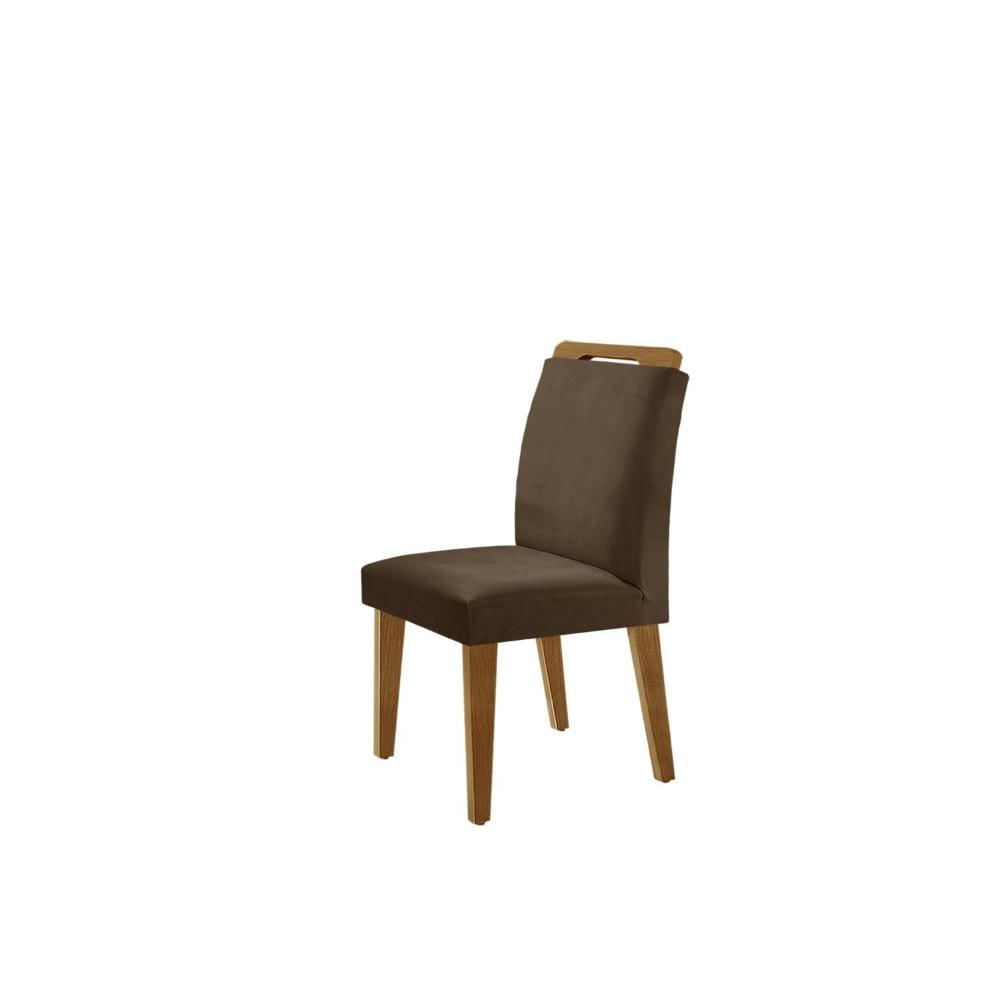 Miniatura Mesa Inovare 180 Tp Mdf Vidro/canto Reto com 6 Cadeiras Bugatti Marrom / Off White /Imbuia Ripado
