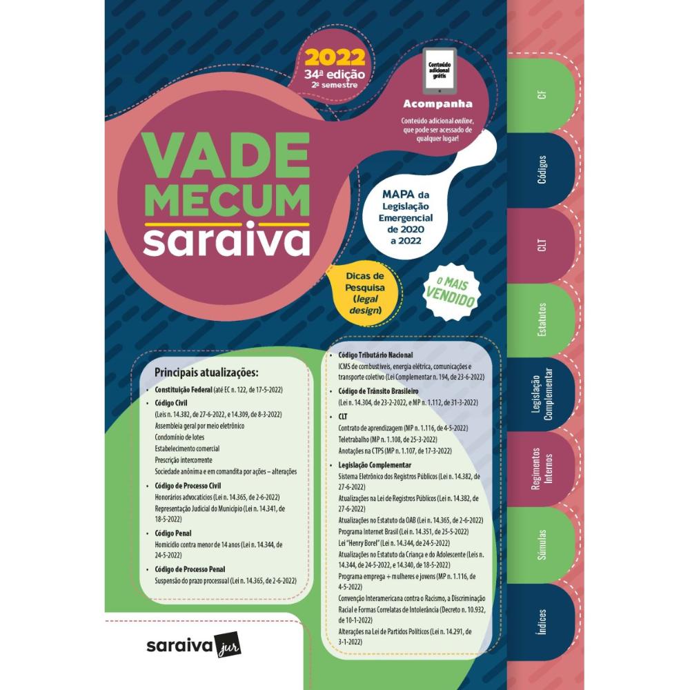 Miniatura Vade mecum Saraiva 2022 - Tradicional (34ª Edição)