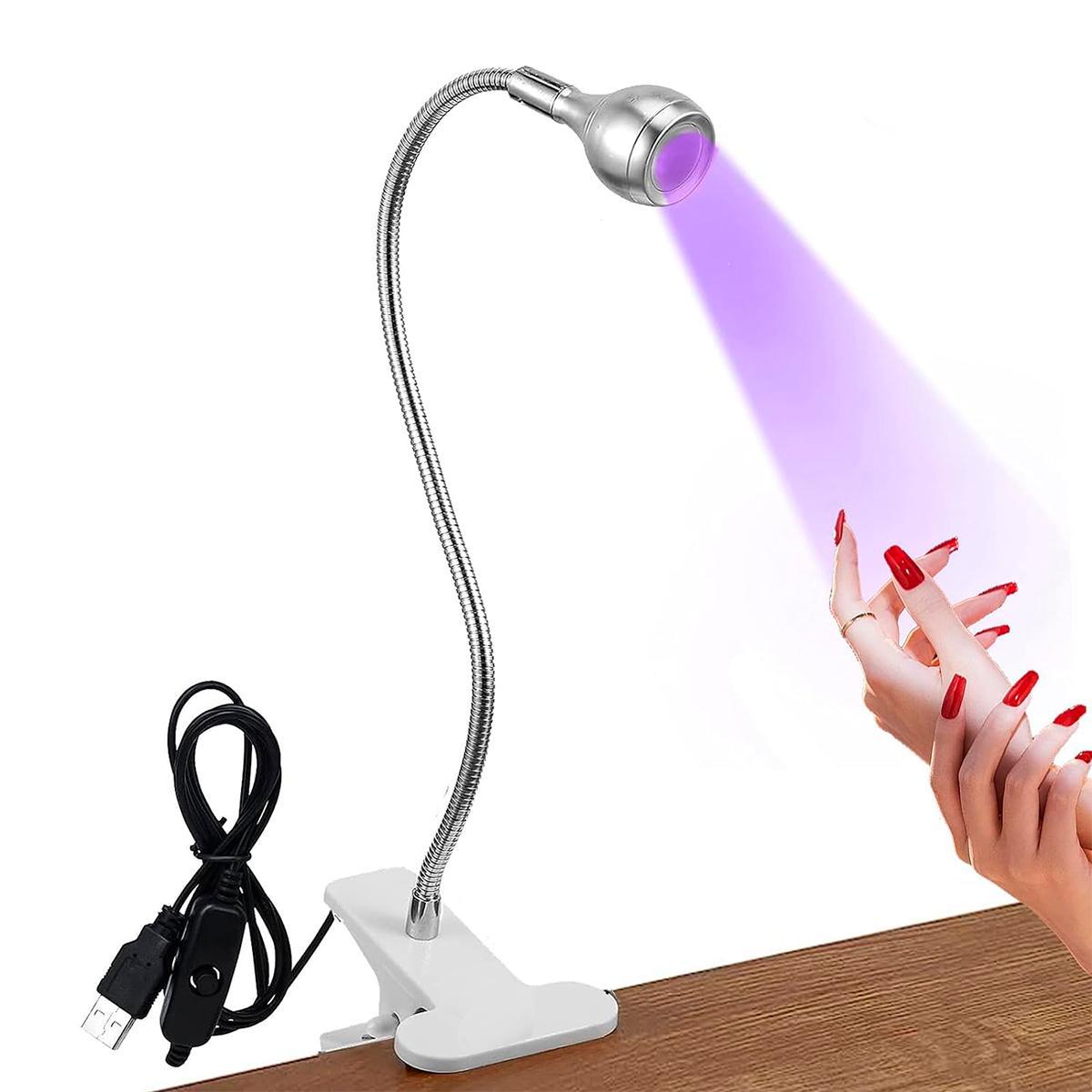 Miniatura Luz Led Uv Lanterna Mesa Com Garra Secagem Unhas Gel Cabine