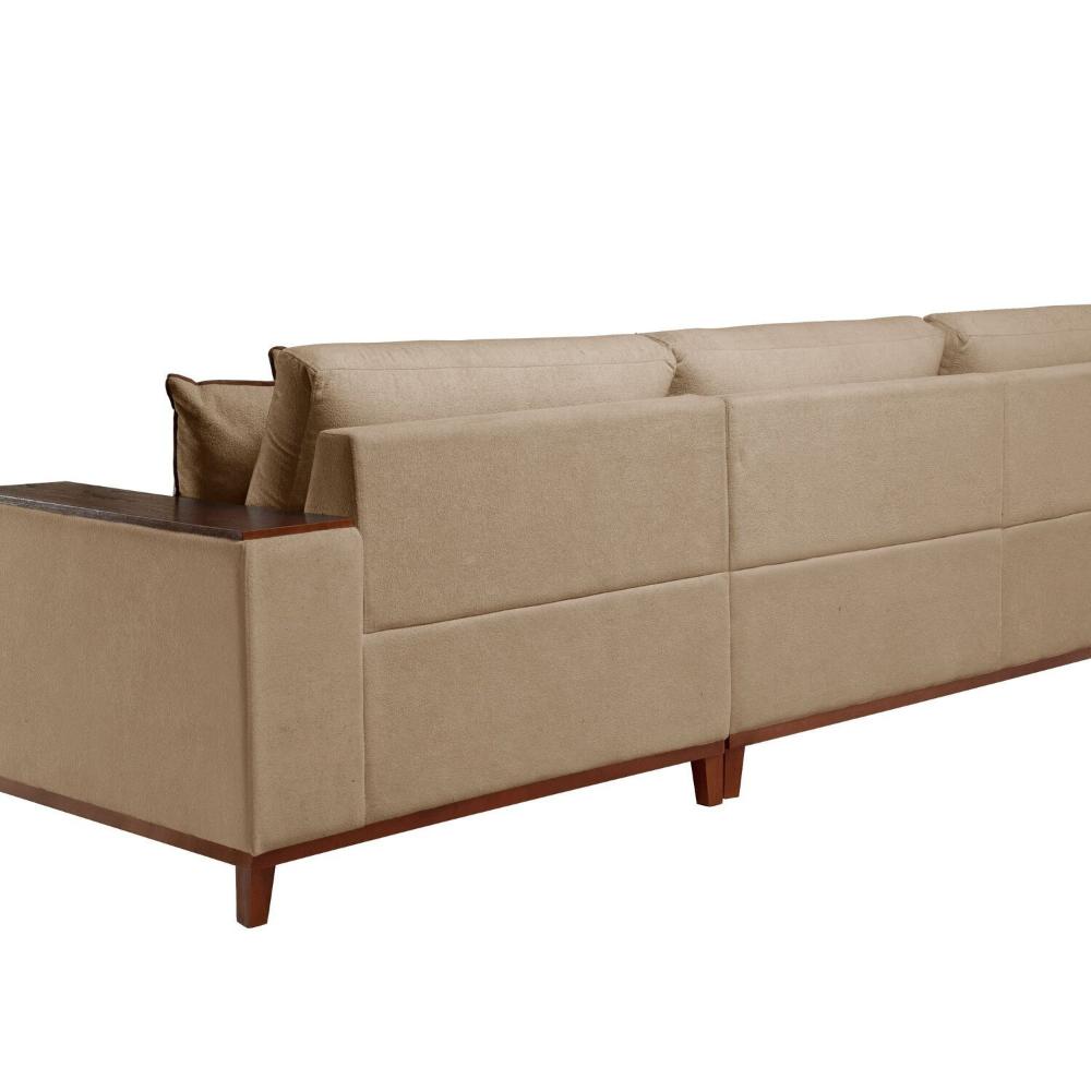 Sofá com Chaise 4 Lugares Linho 270 Cm Grécia Cinza