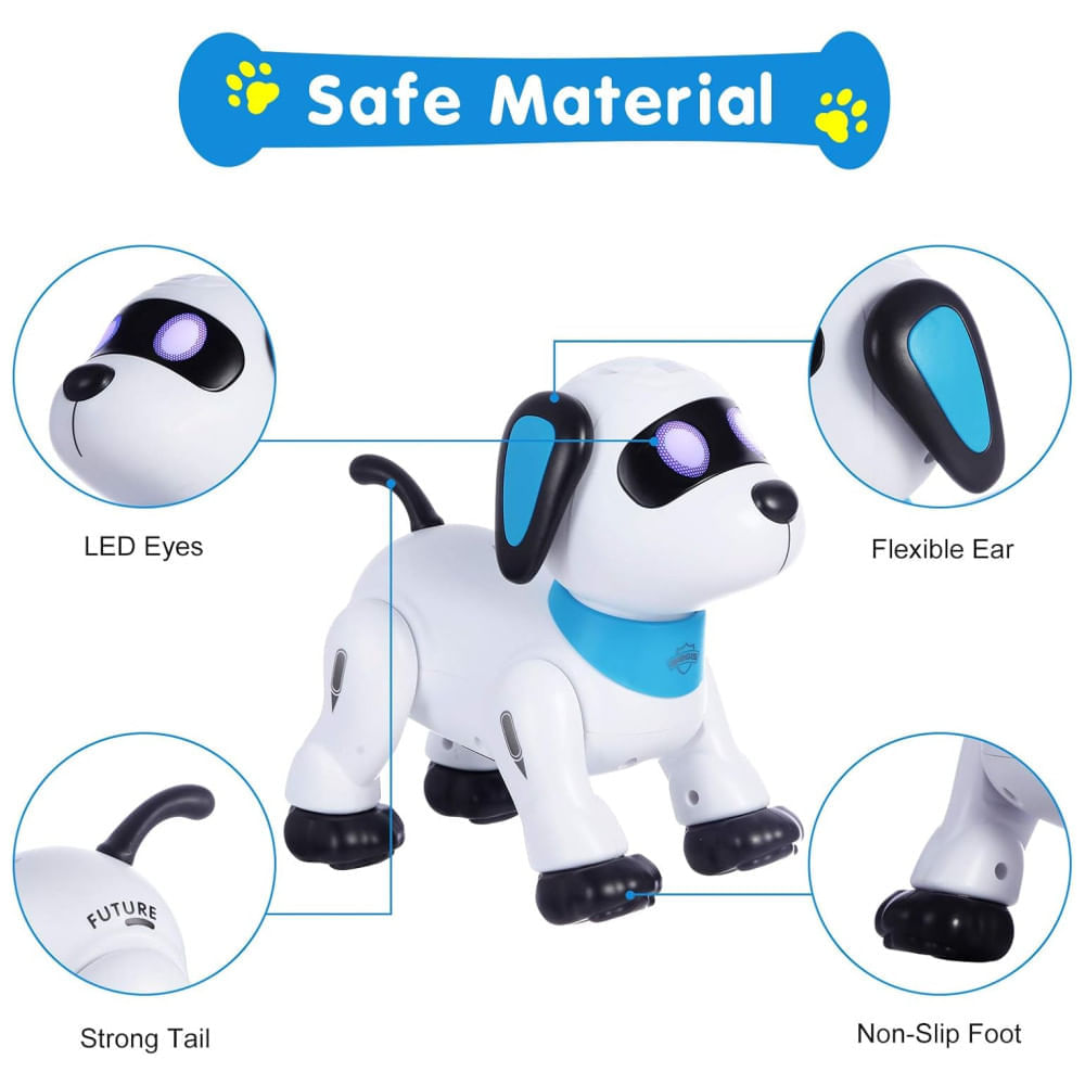Robô Cachorro Yiman de Controle Remoto,Robô Inteligente Programável para Crianças 3+, Dança Interativa, Som, LED nos Olhos, Brinquedo Eletrônico.