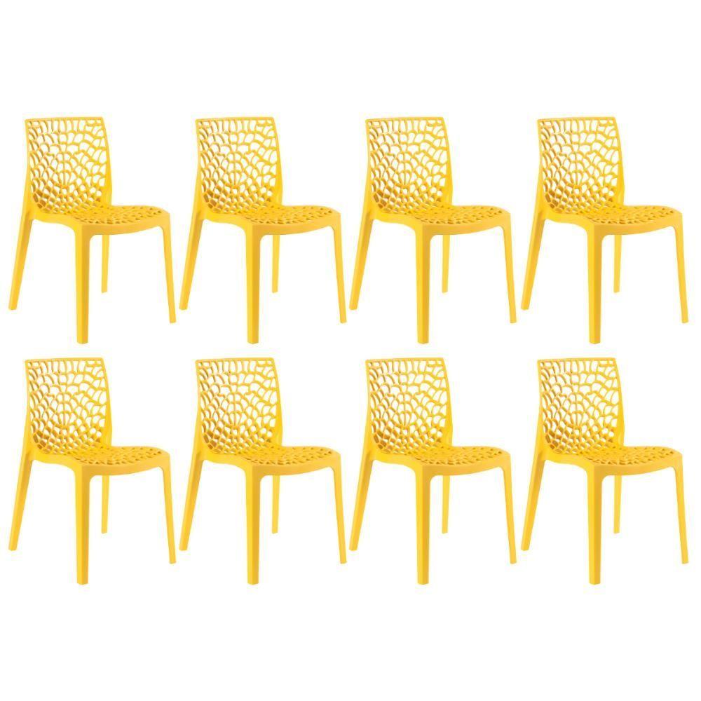 Miniatura Kit 8 Cadeiras Gruvyer Amarelo