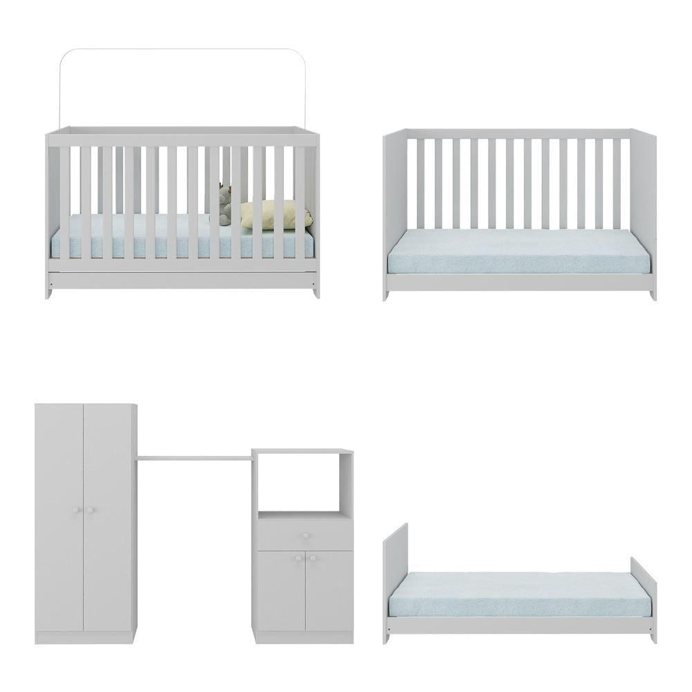 Miniatura Berço 3 Em 1 Com Colchão E Guarda-roupas 4 Portas 1 Gaveta Multimóveis Mp4162 Branco Branco