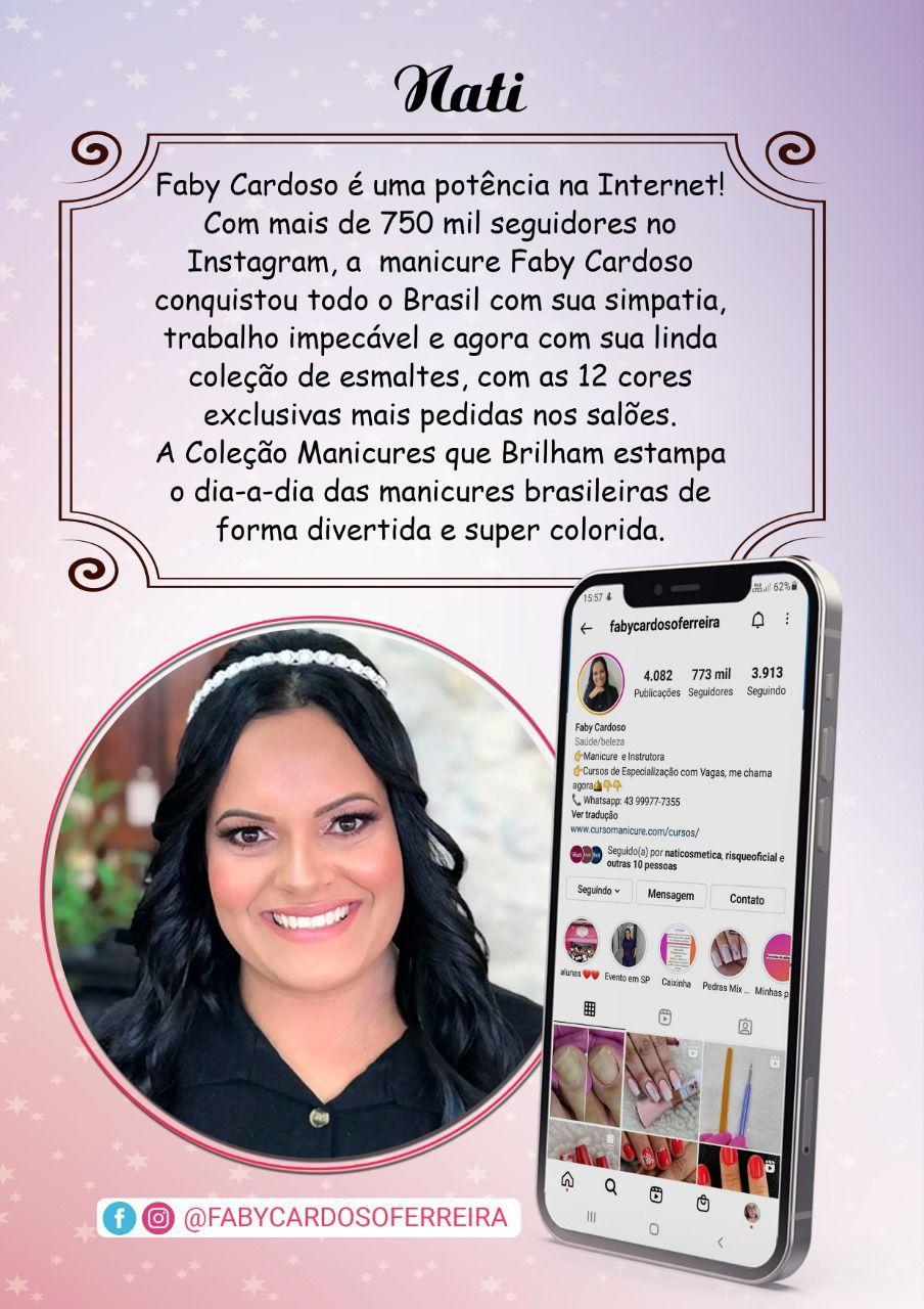 Miniatura Kit 12 Esmalte Nati Faby Cardoso Nova Coleção + Top Coat