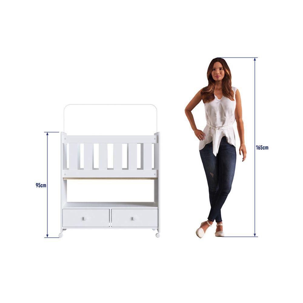 Miniatura Mini Berço Moisés Colchão Suporte Mosquiteiro Nicho Branco