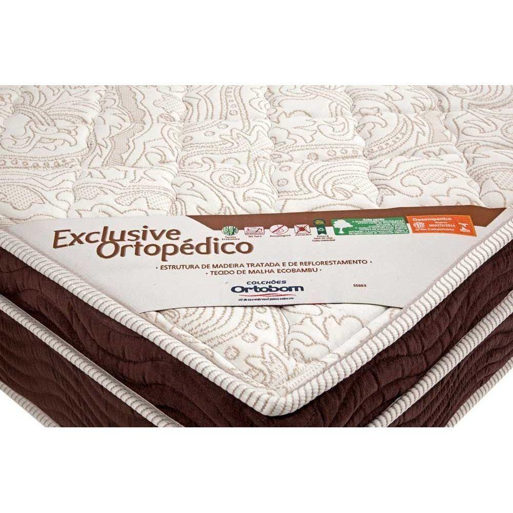 Miniatura Cama Box Baú Solteiro: Colchão Anatômico Ortobom Exclusive + Base Crc Courano Black(88x188)