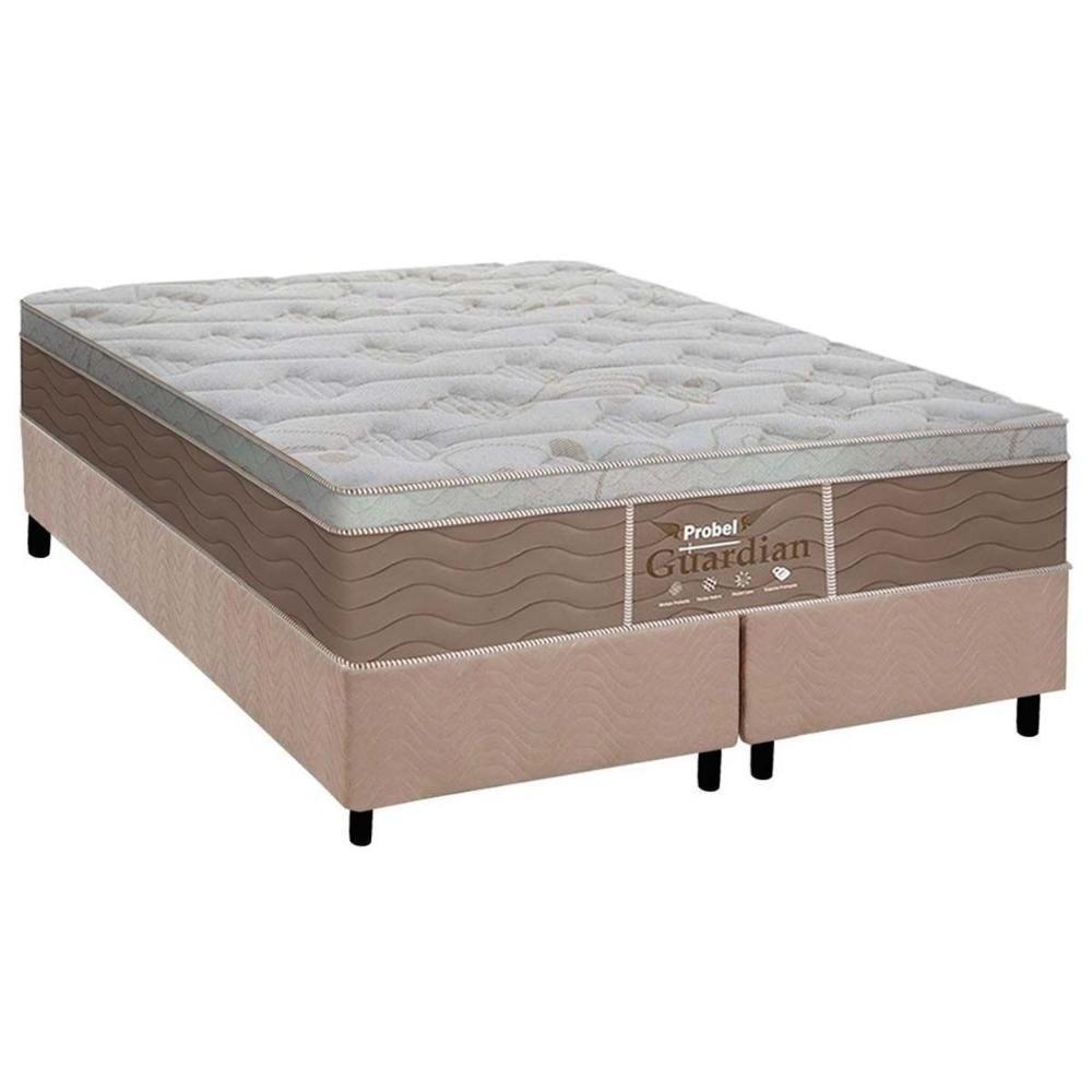 Miniatura Cama Box Queen: Colchão Molas Probel Prolastic Guardian+ Base Crc Suede Clean(158X198)