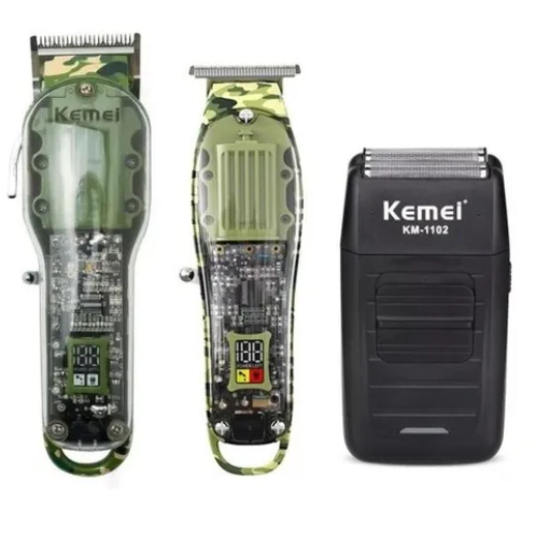Miniatura Kit 3 Maquinas Acabamento corte e shaver kemei profissional