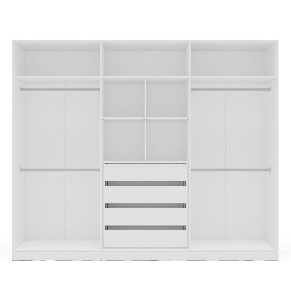Miniatura Guarda Roupa 6 Portas 4 Gavetas com Espelho Lisboa Branco/Cinza