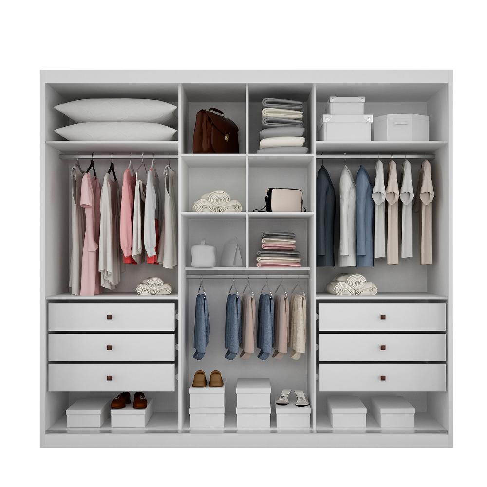 Miniatura Guarda Roupa Casal MDF Vegas 3Pts 6Gav Guarda Roupa Casal 3 Portas 6 Gavetas Vegas Branco