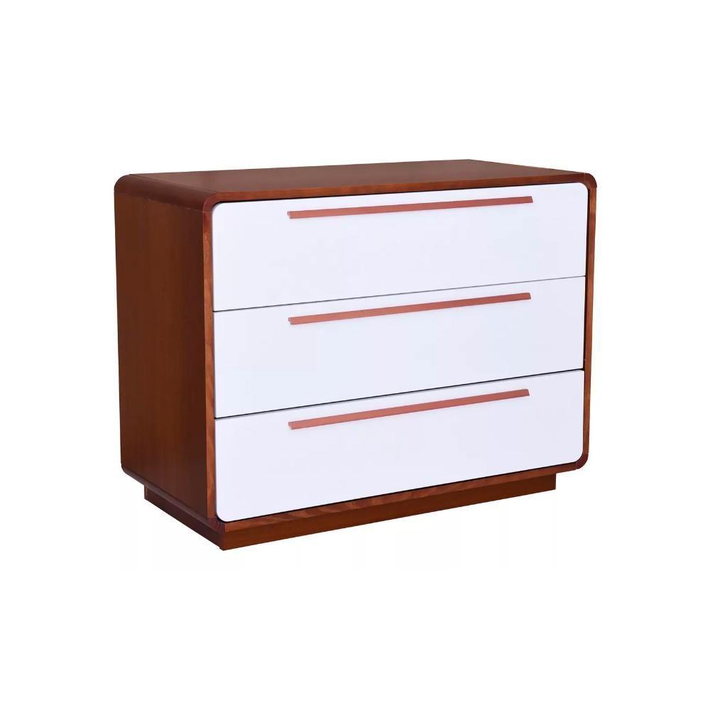 Miniatura Cômoda Infantil Evolutiva Redonda Cor Branca Com Madeira Mel Branco