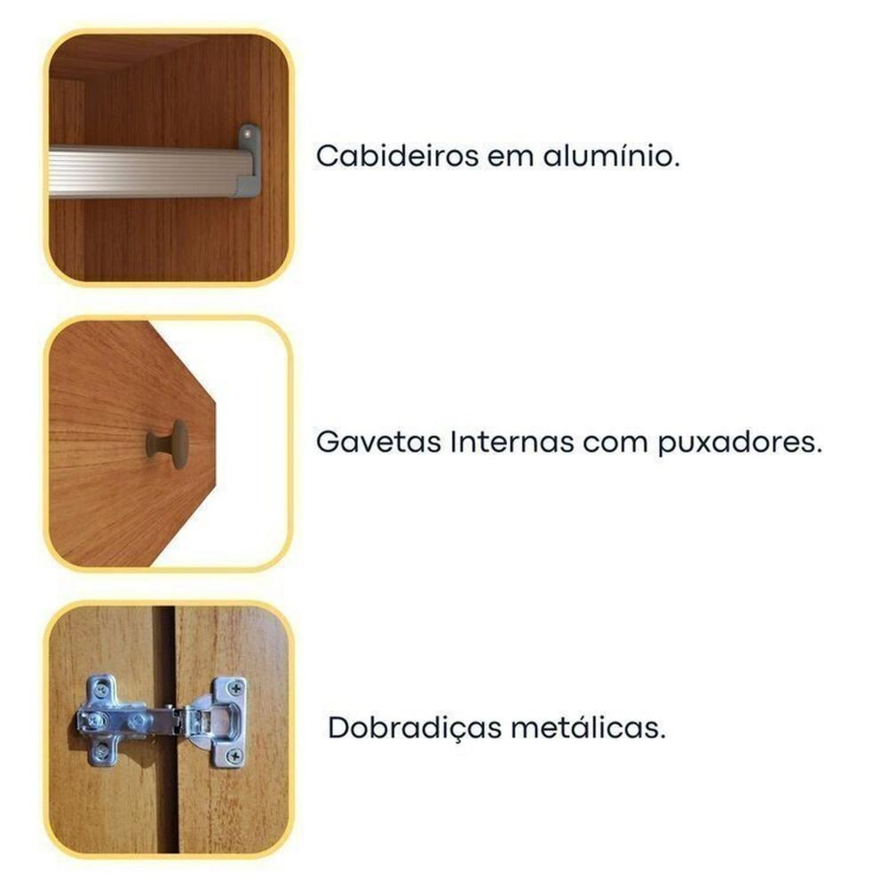 Miniatura Quarto Completo 1 Guarda-Roupa com Espelho 1 Cômoda Ripado Nova York e 1 Cama Casal Mônaco Espresso Móveis Cinamomo