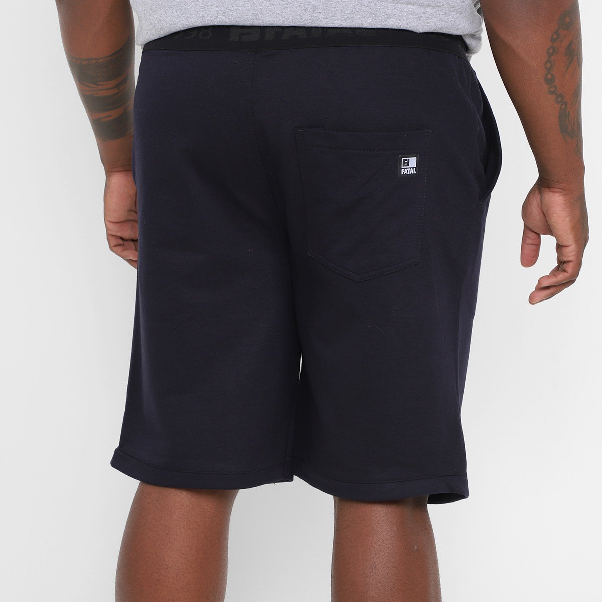 Miniatura Bermuda Moletom Fatal Plus Size Masculina Marinho - XG