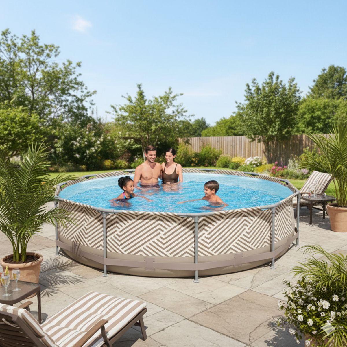 Miniatura Piscina Redonda Estrutural PVC 7200 Litros 3.66 x 3.66m Mor