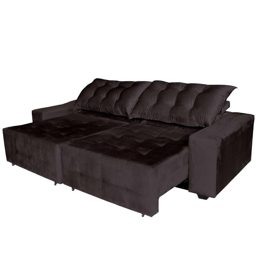 Miniatura Sofá Euro Retrátil Reclinável 220cm Veludo Light Preto
