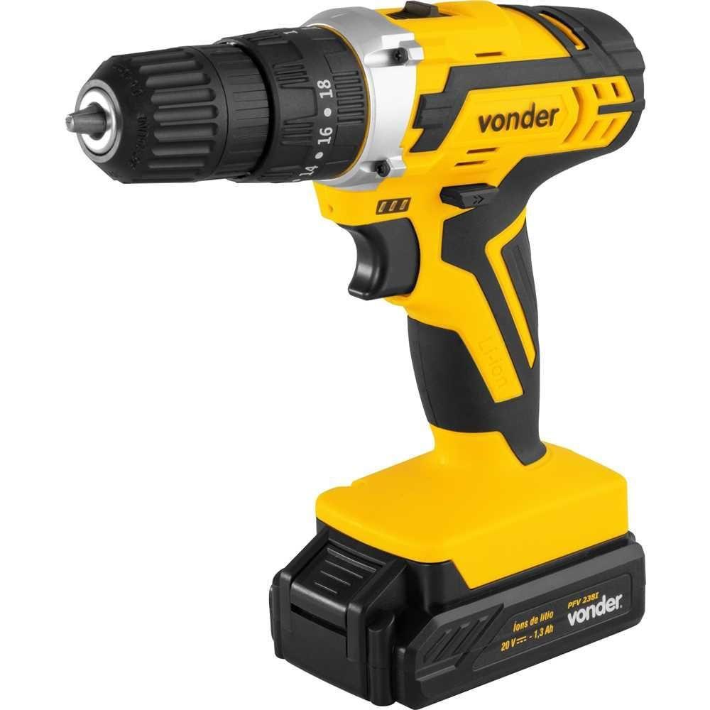 Miniatura Parafusadeira Furadeira Impacto Bateria 20 Volts Pfv238l 6001000238 Vonder