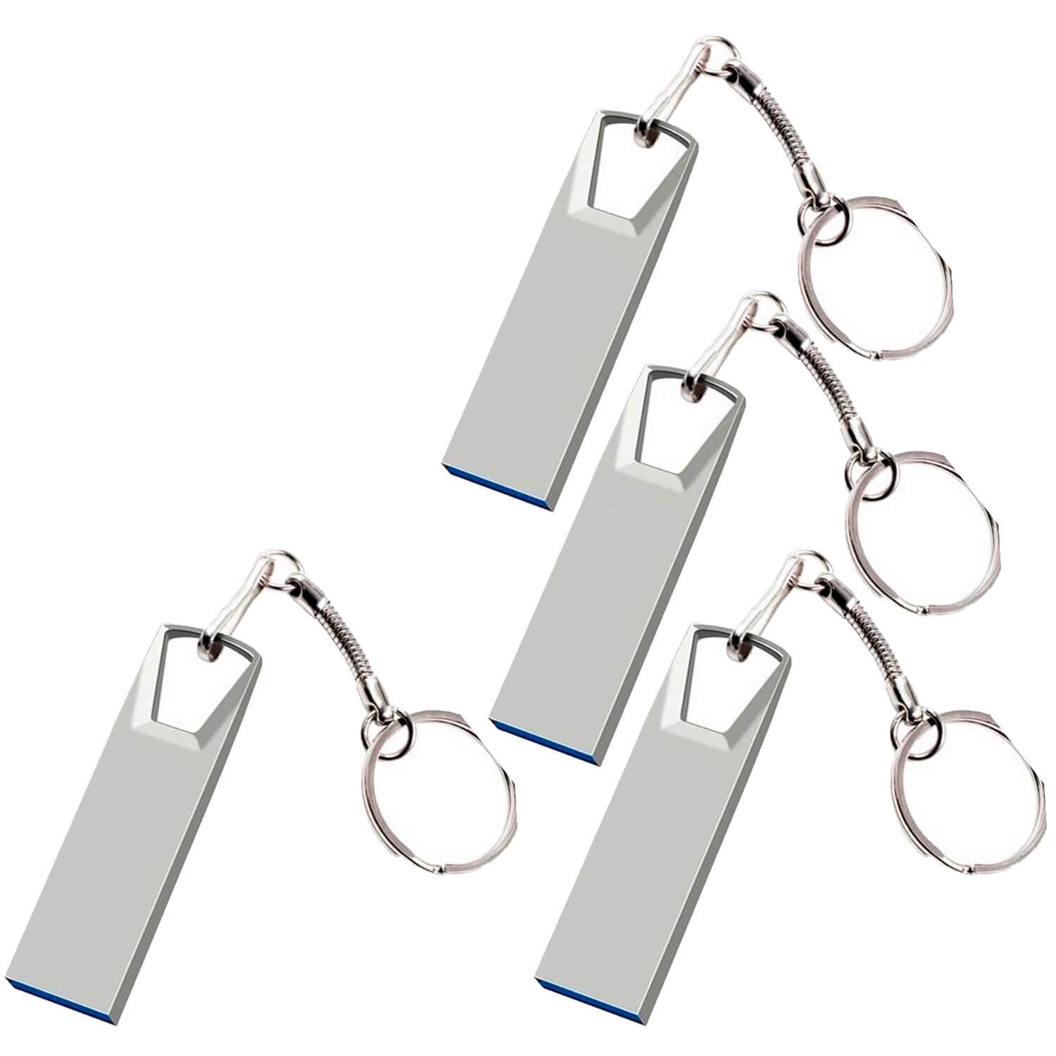 Miniatura Kit 4 Pen Drive 16Gb Metalico Usb 2.0 Prata Classe 10