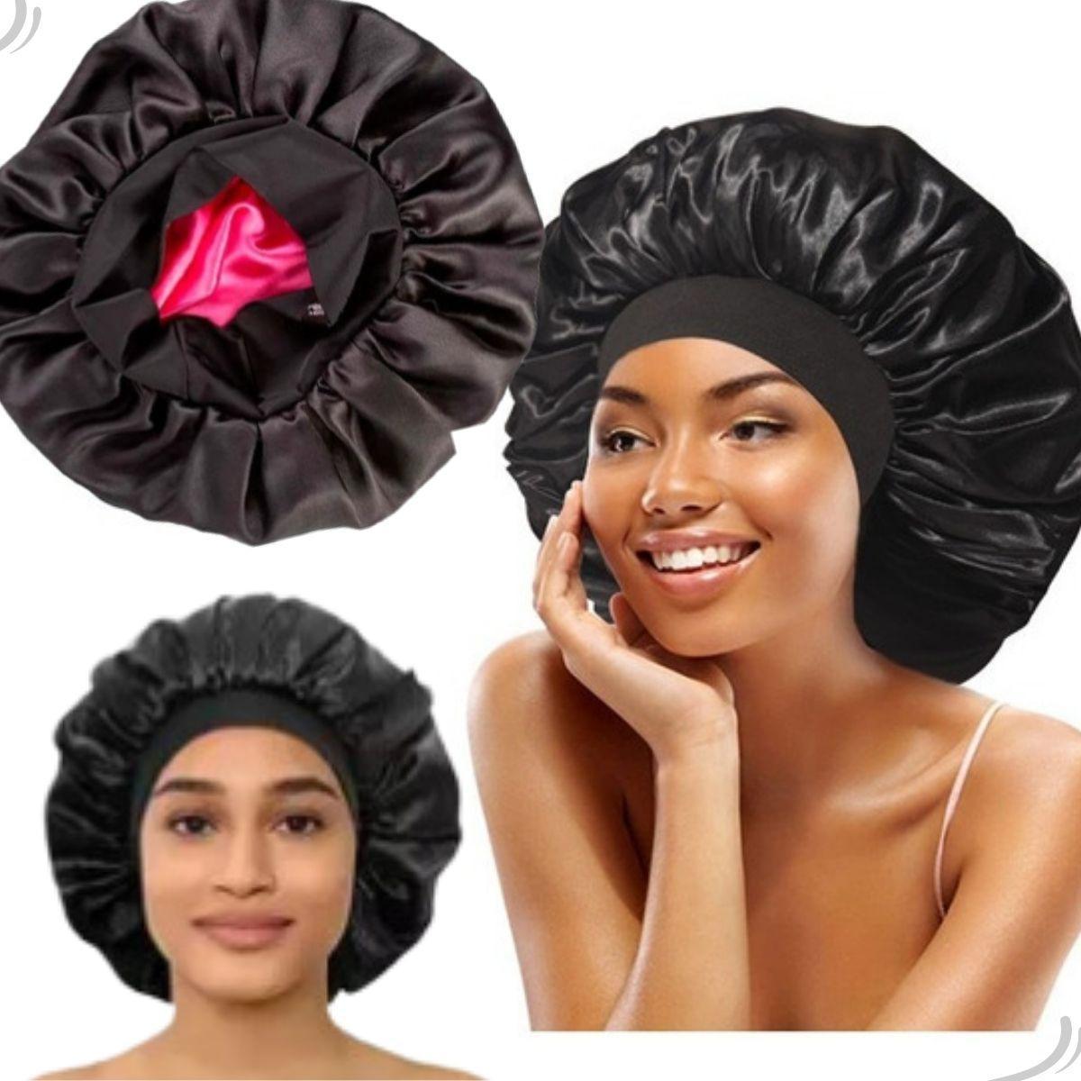 Miniatura Touca Cetim Dupla Face Grande Anti Frizz Dormir Cabelo Liso