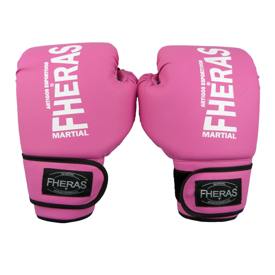 Miniatura Kit Boxe Muay Thai Fheras Luva Bandagem Bucal 10Oz Rosa