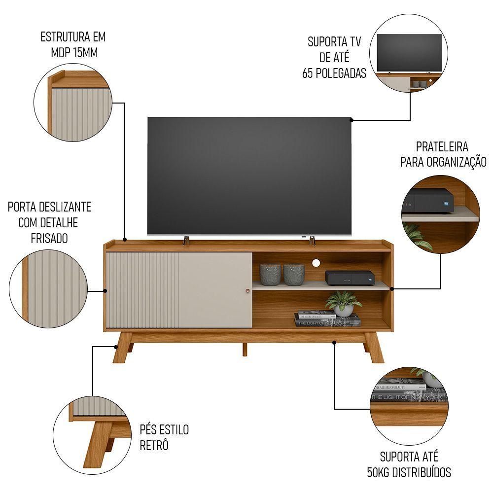 Miniatura Rack Bancada De Tv 65 Polegadas Arum L06 Nature/off White - Mpozenato