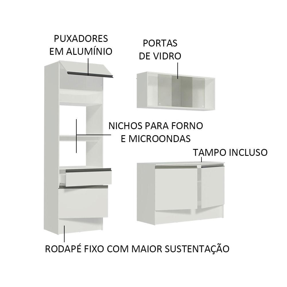 Miniatura Armário de Cozinha Compacta 180cm Branco Topazio Madesa 86 Branco