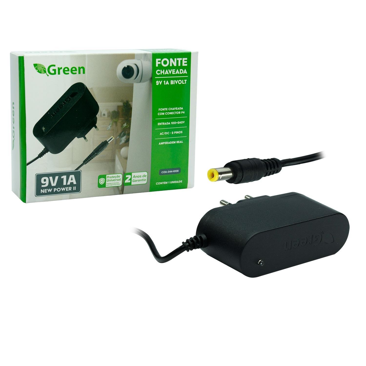 Miniatura Fonte Estabilizada Chaveada Bivolt 9V 1A Plug P4 5,52,1Mm